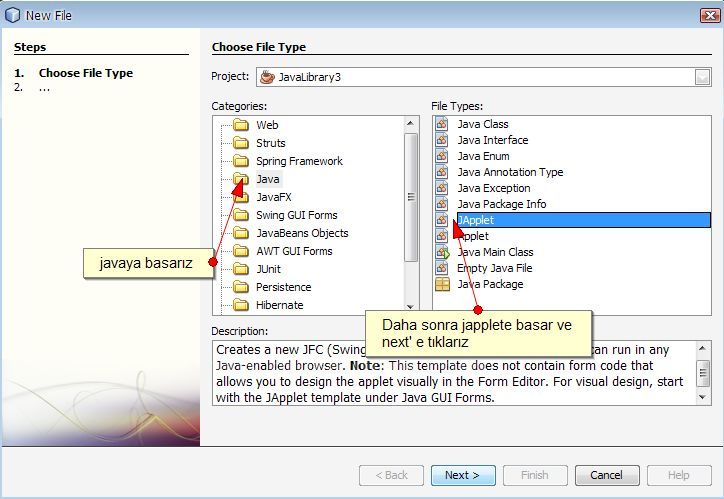 Japplet Projesinin Oluşturulması