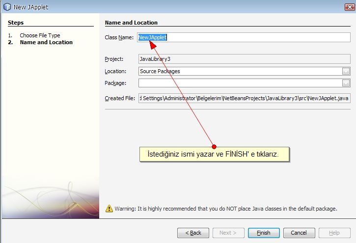 Japplet Projesinin Oluşturulması