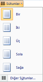 Office 2007 Sütun İşlemleri