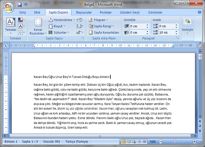 Office 2007 Sütun İşlemleri