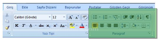 Office 2007 Paragraf Seçenekleri