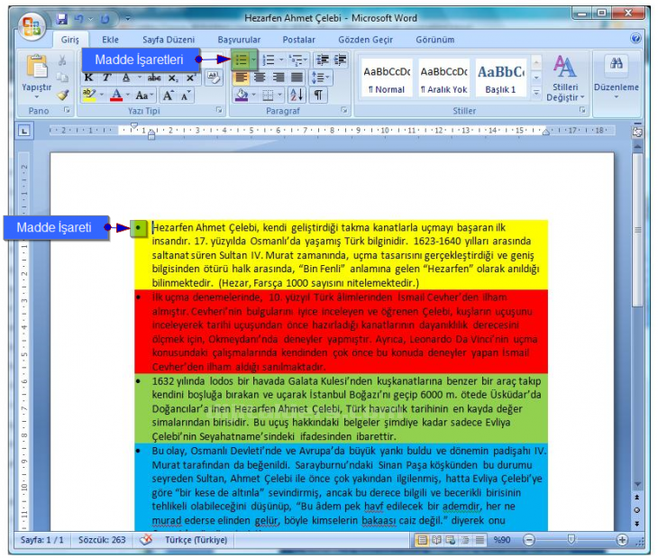 Office 2007 Paragraf Seçenekleri