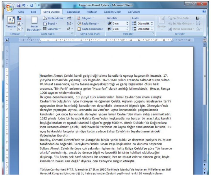 Office 2007 Paragraf Seçenekleri