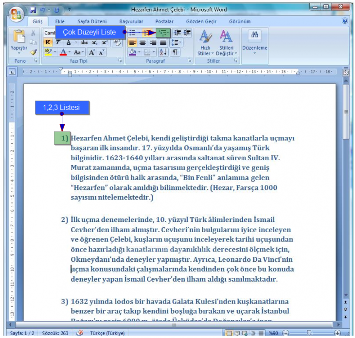 Office 2007 Paragraf Seçenekleri
