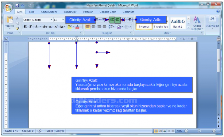 Office 2007 Paragraf Seçenekleri