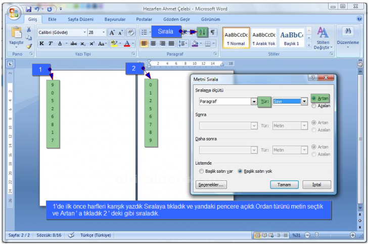 Office 2007 Paragraf Seçenekleri