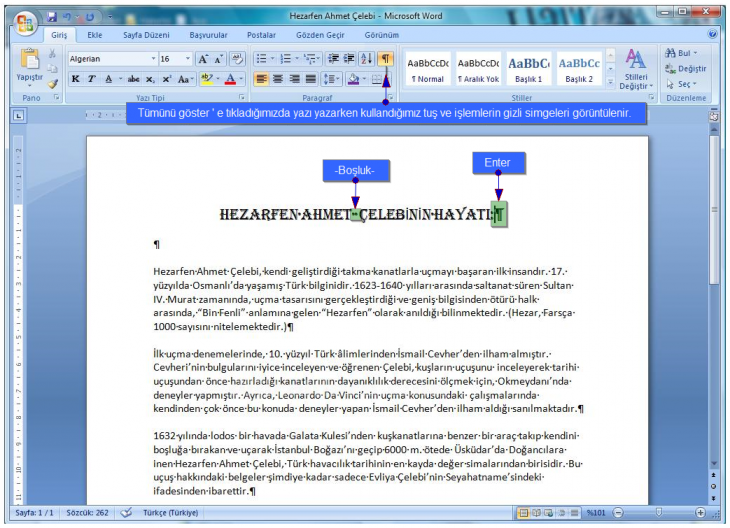 Office 2007 Paragraf Seçenekleri