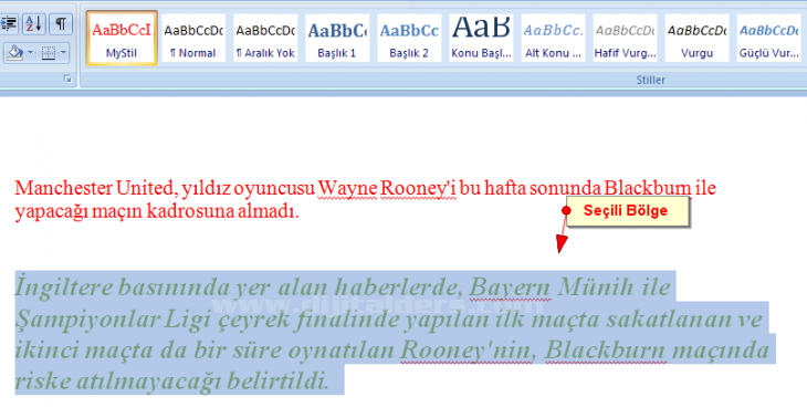 Office 2007 Stil İşlemleri