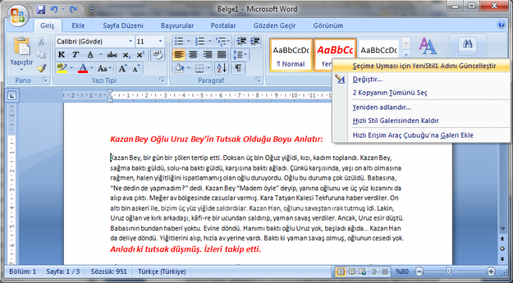 Stil İşlemleri