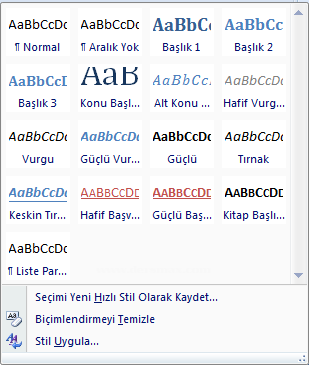 Office 2007 Stil İşlemleri