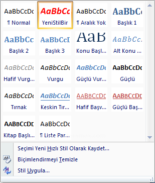 Office 2007 Stil İşlemleri