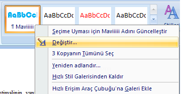 Office 2007 Stil İşlemleri