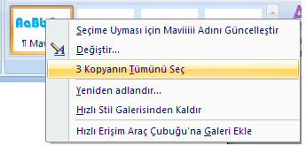 Office 2007 Stil İşlemleri