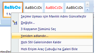 Office 2007 Stil İşlemleri