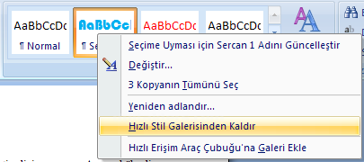 Office 2007 Stil İşlemleri