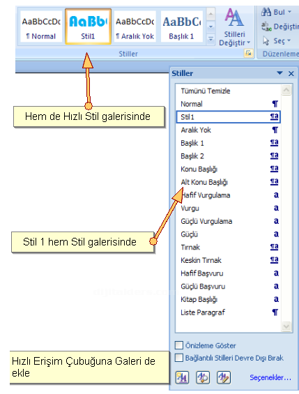 Office 2007 Stil İşlemleri