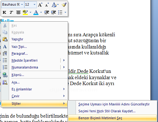 Office 2007 Stil İşlemleri