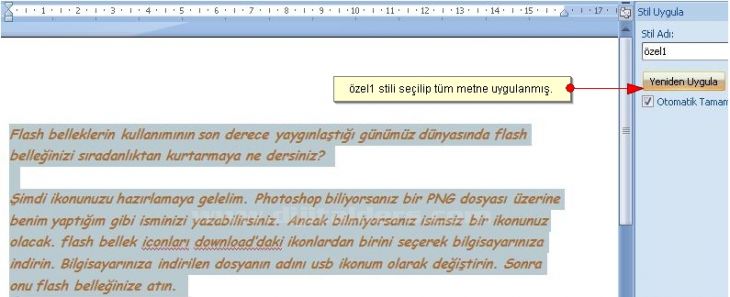 Office 2007 Stil İşlemleri