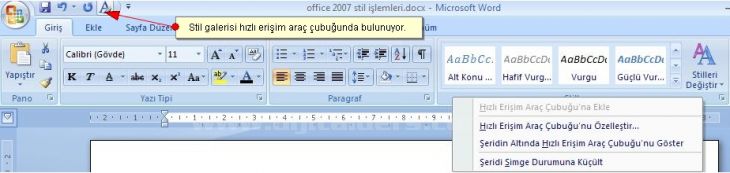 Office 2007 Stil İşlemleri