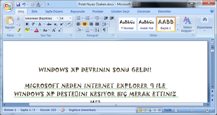 Office 2007Stilleri Değiştir