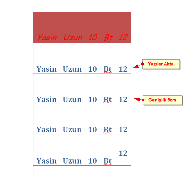 Office 2007 Tablo Özellikleri Penceresi