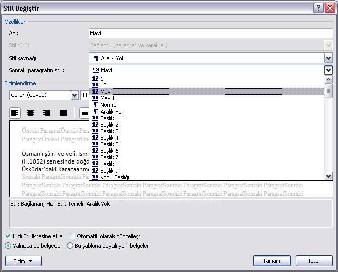 Office 2007 Stil İşlemleri