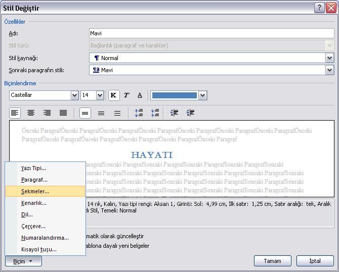 Office 2007 Stil İşlemleri