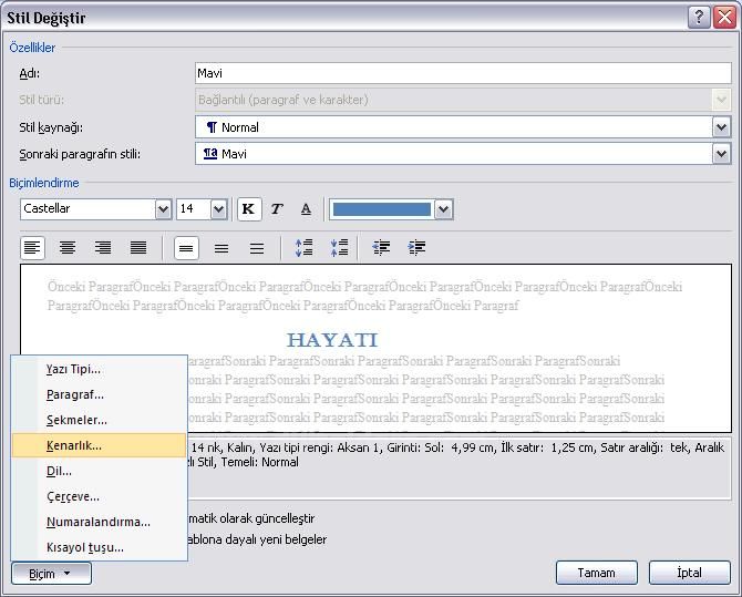 Office 2007 Stil İşlemleri