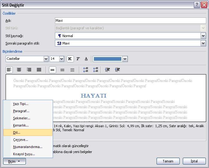 Office 2007 Stil İşlemleri