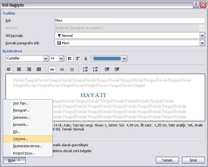 Office 2007 Stil İşlemleri