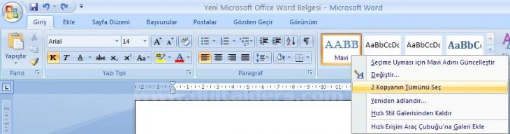 Office 2007 Stil İşlemleri
