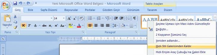 Office 2007 Stil İşlemleri