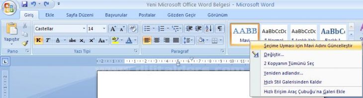 Office 2007 Stil İşlemleri