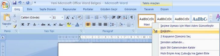 Office 2007 Stil İşlemleri