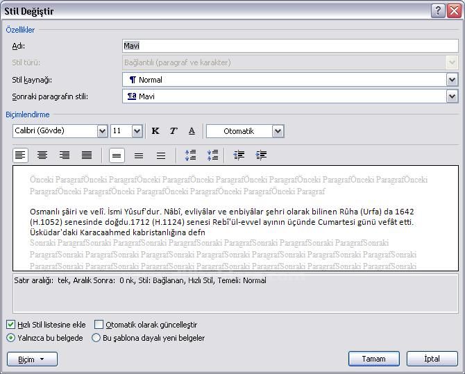 Office 2007 Stil İşlemleri