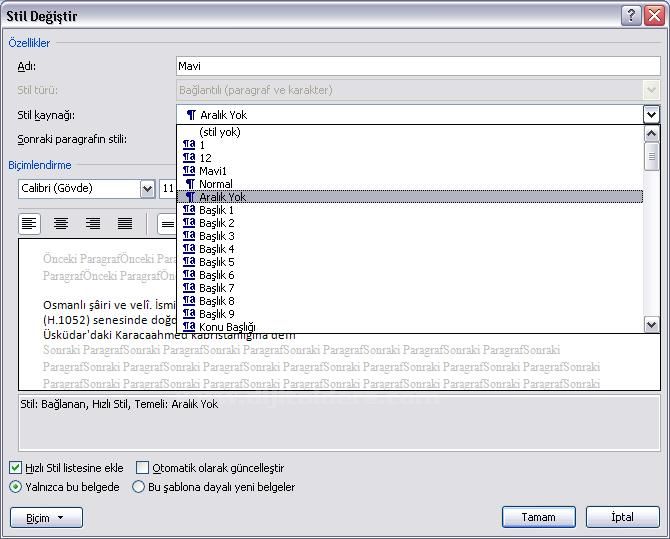 Office 2007 Stil İşlemleri