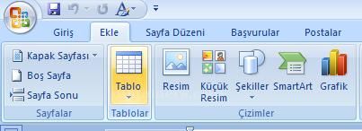 Office 2007 Tablo Özellikleri Penceresi