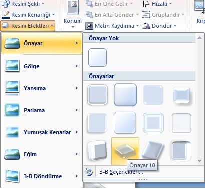 Office 2007 Resim Araçları