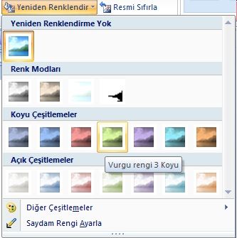 Office 2007 Resim Araçları