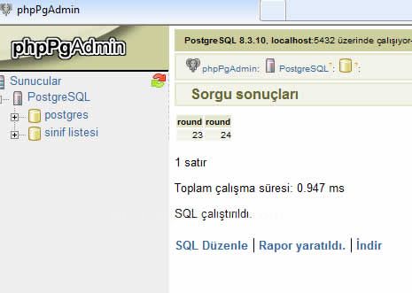 PostgresSQL Veri Tabanında Matematiksel Fonksiyonlar