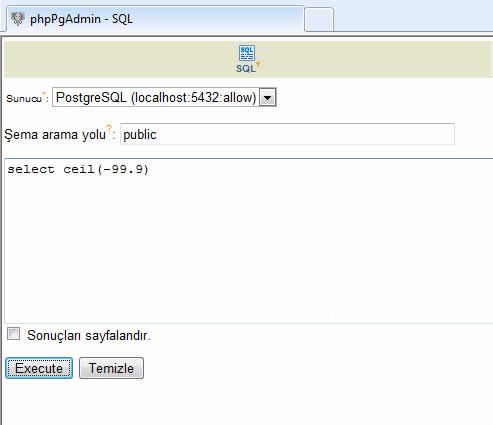 PostgresSQL Veri Tabanında Matematiksel Fonksiyonlar