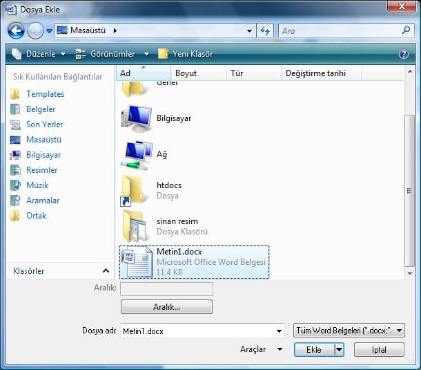 Office 2007 Nesne Ekleme