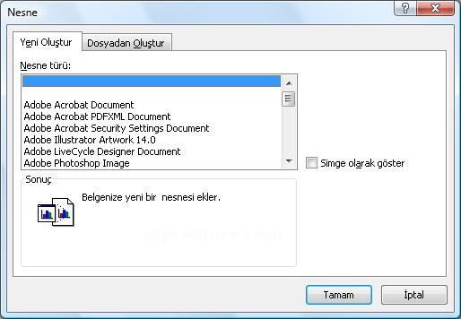 Office 2007 Nesne Ekleme