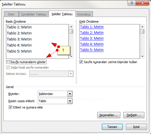Office 2007 Resim, Tablo yada Şekil Yazısı Eklemek, Resimler Yada Tablolar Listesi Oluşturmak