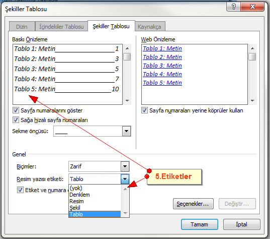 Office 2007 Resim, Tablo yada Şekil Yazısı Eklemek, Resimler Yada Tablolar Listesi Oluşturmak