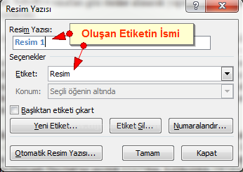 Office 2007 Resim, Tablo yada Şekil Yazısı Eklemek, Resimler Yada Tablolar Listesi Oluşturmak
