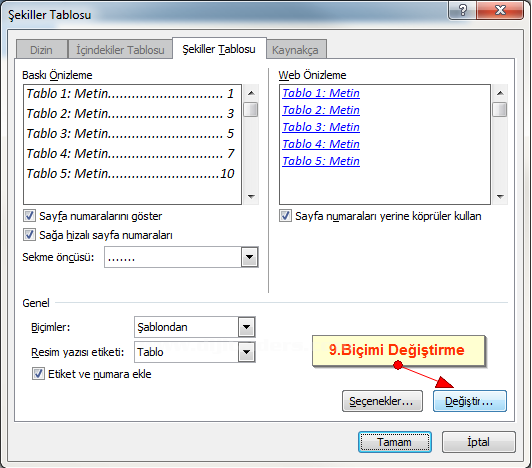 Office 2007 Resim, Tablo yada Şekil Yazısı Eklemek, Resimler Yada Tablolar Listesi Oluşturmak