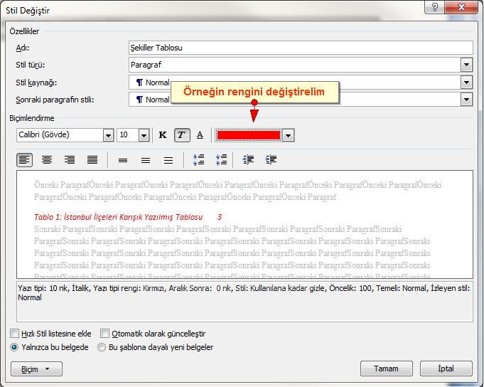 Office 2007 Resim, Tablo yada Şekil Yazısı Eklemek, Resimler Yada Tablolar Listesi Oluşturmak