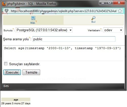 PostgresSQL Veri Tabanında Date-Time
Fonksiyonları