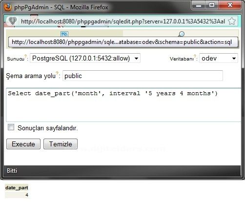 Postgressql Veri Tabanında Date-time
Fonksiyonları